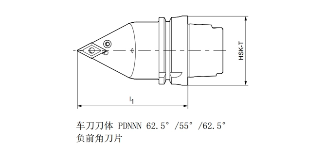 Specifica dello strumento di tornitura HSK-T PDNNN 62.5 °/55 °/62.5 °