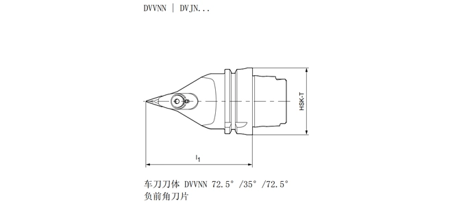 Specifica dello strumento di tornitura HSK-T DVVNN 72.5 °/35 °/72.5 °