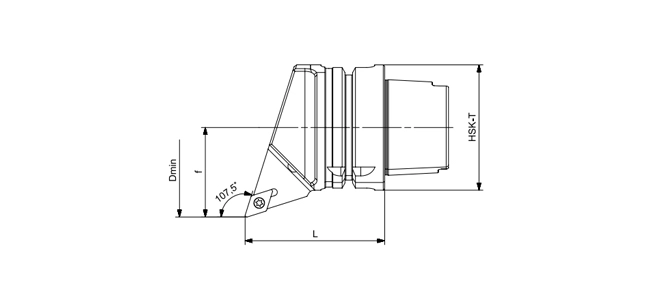 Specifica dello strumento di tornitura HSK-T SDHCR | SDHCL 107.5 °/55 °