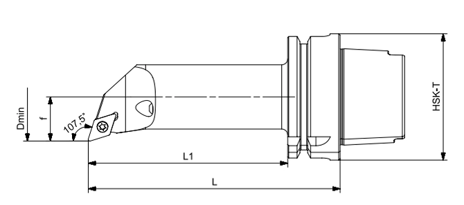 Specifica dello strumento di tornitura HSK-T lungo SDQCR | SDQCL 107.5 °/55 °