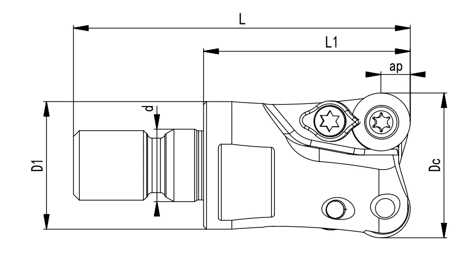 SPECIFICATION OF SCREW-IN MILLING CUTTER, ROUND INSERTS RP1003 - 翻译中...