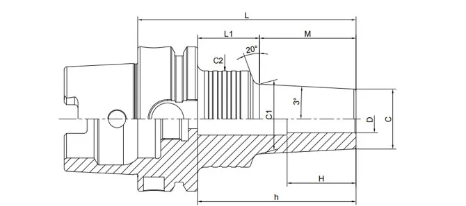 SPECIFICHE DEL MANDRINO A RITIRO HSK-A FORMA SOTTILE 3° A