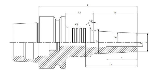SPECIFICHE DEL MANDRINO A RITIRO HSK-E 3° FORMA SOTTILE A
