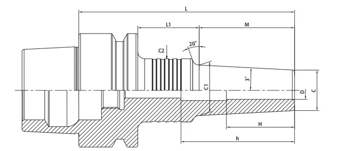 SPECIFICHE DEL MANDRINO A RITIRO HSK-E 3° FORMA SOTTILE B