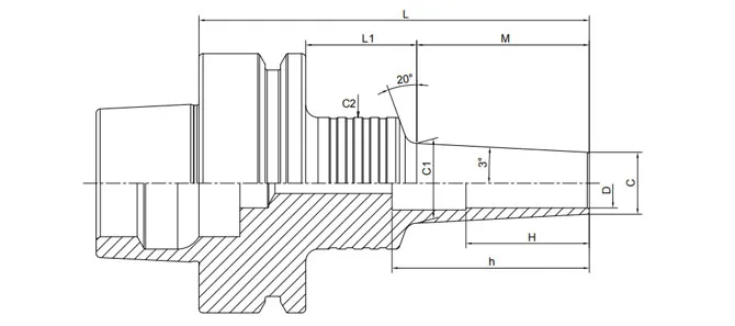 SPECIFICHE DEL MANDRINO A RITIRO HSK-F 3° FORMA REGOLARE A