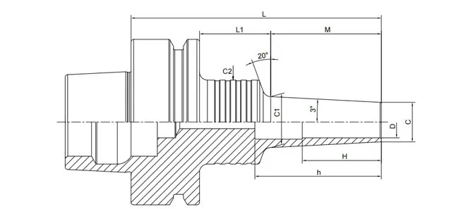 SPECIFICHE DEL MANDRINO A RITIRO HSK-F 3° FORMA SOTTILE B