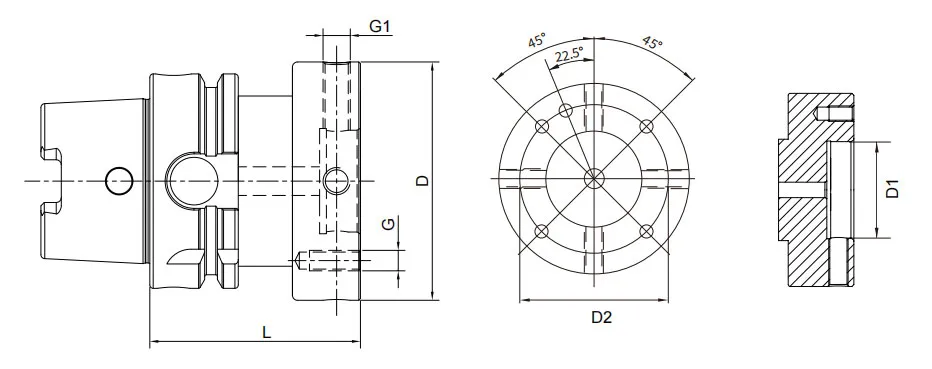SPECIFICHE DELL'ADATTATORE A FLANGIA REGOLABILE CON ECCENTRICITÀ DIN 69893