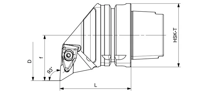 SPECIFICHE DELL'UTENSILE DI TORNITURA HSK-T DDUNR | DDUNL 93°/55°