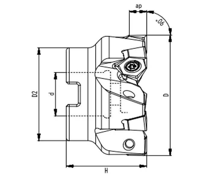 SPECIFICATION OF FACE MILLING CUTTER, 90° WN0806 - 翻译中...